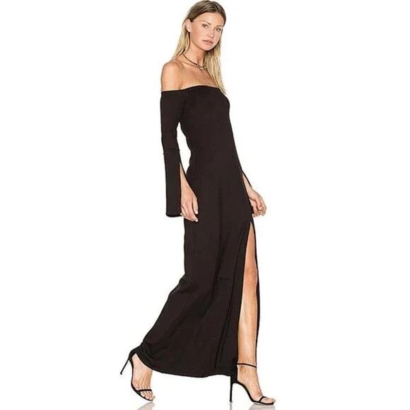 Alexis Katana Off The Shoulder Slit cocktail Maxi Dress In Black XS - Picture 5 of 15